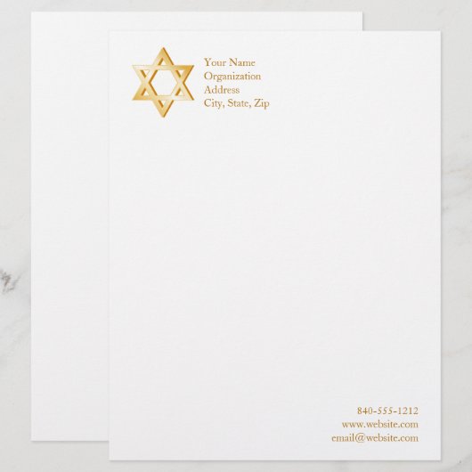 Judentum-Symbol Briefkopf (Vorne/Hinten)