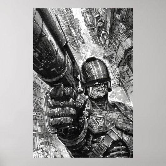 Judge Dredd mit Shotgun - Retro-Sci-Fi-Poster Poster (Vorne)