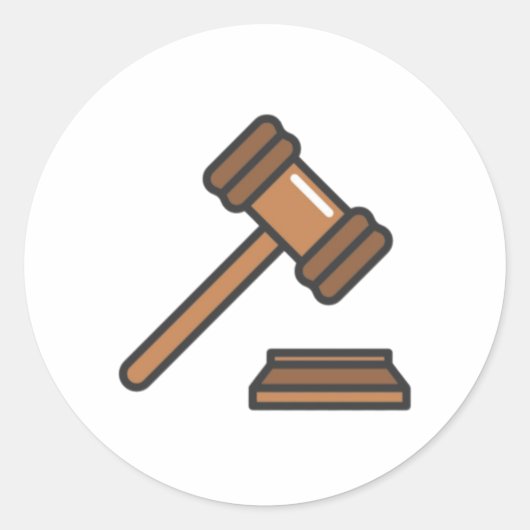 Judge hammer runder aufkleber (Vorderseite)