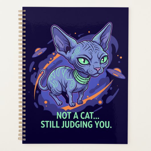 Judging Alien Sphynx Cat Sci-Fi Humor Art Planer (Vorderseite)