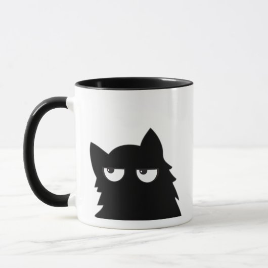 Judging Black Cat Funny Minimal Cat Design Tasse (Links)