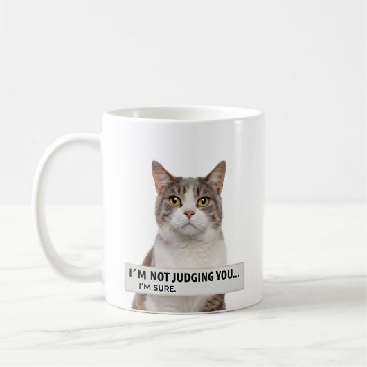 Judging Cat Sarcastic Quote Minimal Art Kaffeetasse (Links)