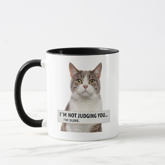 Judging Cat Sarcastic Quote Minimal Art Tasse (Links)
