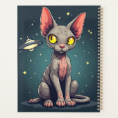 Judging Sphynx Cat UFO Space Cartoon Art Planer (Rückseite)