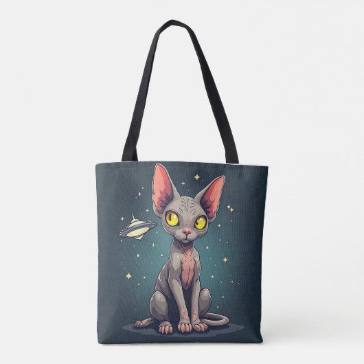 Judging Sphynx Cat UFO Space Cartoon Art Tasche (Rückseite)