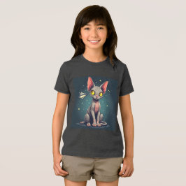Judging Sphynx Cat UFO Space Cartoon Art Tri-Blend Shirt