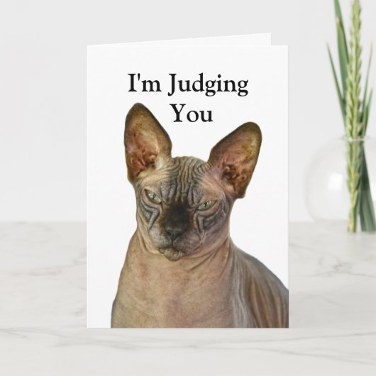 Judgmental Sphynx Cat Happy Birthday Karte (Vorderseite)