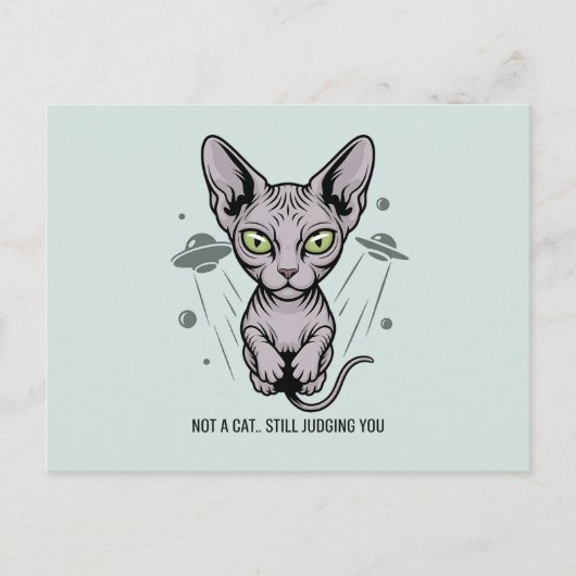 Judgmental Sphynx Cat in Space Art Postkarte (Vorderseite)