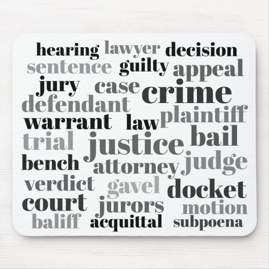 Judicial Legal Terns Word Cloud Design Mousepad (Vorne)