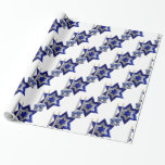 Jüdisch-Candlesticks-and-Star-1-weiß Geschenkpapier<br><div class="desc">Jüdisch-Candlesticks-and-Star-1 Aus meiner neuen jüdischen Sammlung, die jetzt in den Handel kommt... Candlesticks-and-Star-1. Ein großes Dreifach-Lagen (digital) Hammered Star of David mit zwei dekorativen Kerzen und Halterungen. Die Kerzen scheinen angezündet zu sein. Der Stern und die Halterungen sind blau und silber. Dieses Design ist in verschiedenen Mustern und Farben erhältlich....</div>