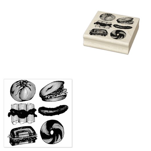 Jüdisch Deli Foods Bagel Lox Knish Blintz Pickle Gummistempel (Stempel)