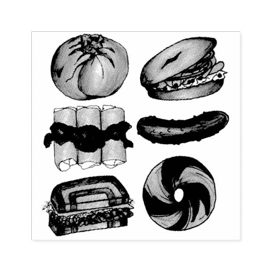 Jüdisch Deli Foods Bagel Lox Knish Blintz Pickle Gummistempel (Prägung)