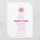 Judisch-Hebräische Babynahrung mit rosa Daisy Einladung (Vorne/Hinten)