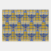 Jüdisch-Menorah-Kariert-Gold Geschenkpapier Set (Vorderseite)