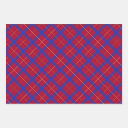 jüdisch-menorah-Kariert-Granatrot Geschenkpapier Set (Vorderseite 2)