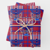 jüdisch-menorah-Kariert-Granatrot Geschenkpapier Set (Beispiel)