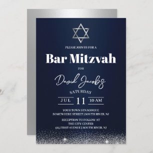 Jüdische Bar Mitzvah Star der David Modern Navy Bl Einladung