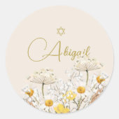 Jüdische Blume für Mädchenjunge mit Wasserfarbenfe Runder Aufkleber (Vorderseite)