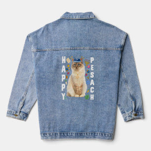 Jüdische Cat Kippah Happy Pesach Matzah Pessach Ho Jeansjacke