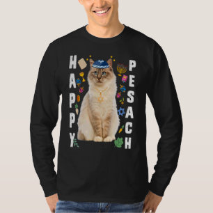 Jüdische Cat Kippah Happy Pesach Matzah Pessach Ho T-Shirt