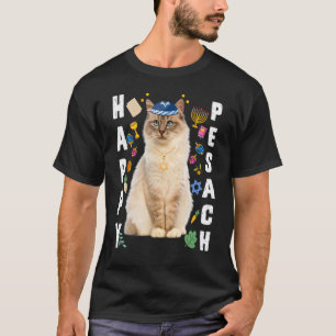 Jüdische Cat Kippah Happy Pesach Matzah Pessach Ho T-Shirt
