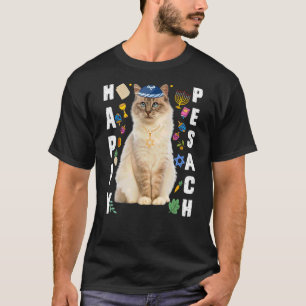 Jüdische Cat Kippah Happy Pesach Matzah Pessach Ho T-Shirt
