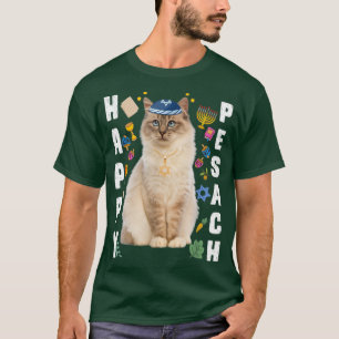 Jüdische Cat Kippah Happy Pesach Matzah Pessach Ho T-Shirt