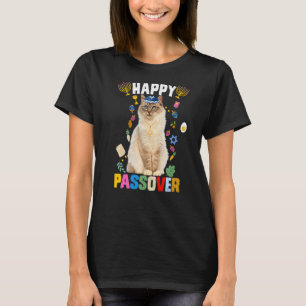 Jüdische Cat Kippah Happy Pessach Matzah Pessach H T-Shirt