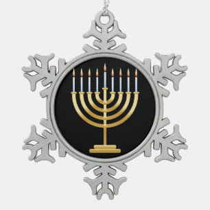 Jüdische Chanukah menorah Schneeflocke Schneeflocken Zinn-Ornament