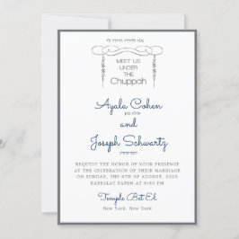 Jüdische Chuppah Navy & Charcoal Wedding Einladung