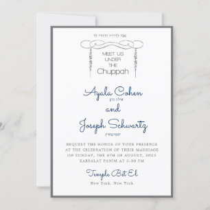 Jüdische Chuppah Navy & Charcoal Wedding Einladung