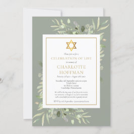 Jüdische Feier der Lebensbeerdigung Grüne Einladung