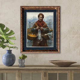 Jüdische Frau verkauft Orangen Vintage Kunstdruckk Poster