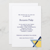 Jüdische Gelbe blaue Sterne Einladung (Vorne/Hinten)