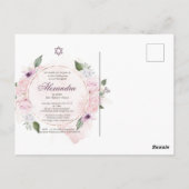 Jüdische Girl Pink Roses Stern von David Einladung Postkarte (Rückseite)