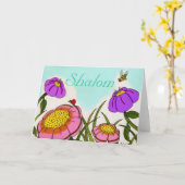 Jüdische Grußkarte "Blume Shalom" Karte (Gelbe Blume)