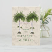 Jüdische Hochzeit Chuppah Elegante Moderner Palm Einladung (Stehend Vorderseite)