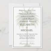 Jüdische Hochzeit Chuppah Elegante Moderner Palm Einladung (Rückseite)