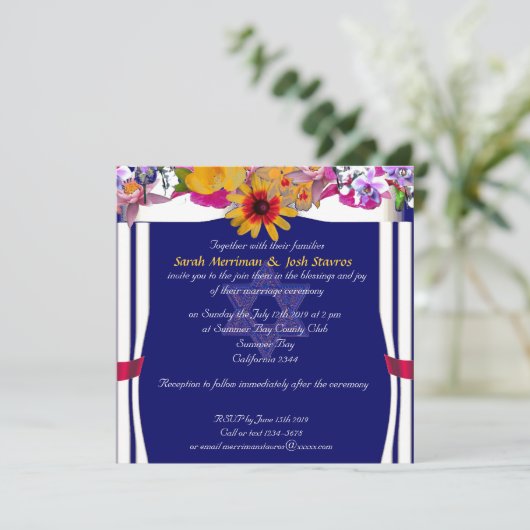 Jüdische Hochzeit der Blumenüberdachung Einladung (Stehend Vorderseite)