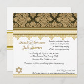 Jüdische Hochzeit des Golddamast-Brokats Einladung (Vorne/Hinten)