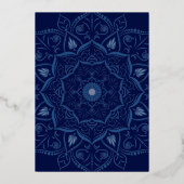 Jüdische Hochzeit Einladung Gold Mandala auf Blue (Rückseite)