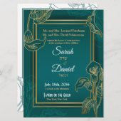 Jüdische Hochzeit Einladung Green Gold Lilies (Vorne/Hinten)