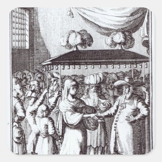 jüdische Hochzeit Quadratischer Aufkleber (Vorderseite)