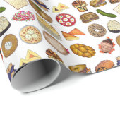 Jüdische Küche Feiertag Abendessen Fossilien Print Geschenkpapier (Rolleneckpunkt)