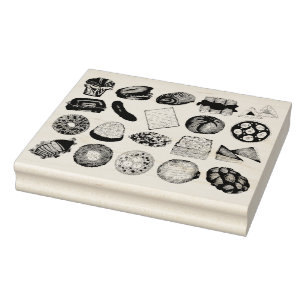 Jüdische Küche Feiertag Abendessen Fossilien Print Gummistempel