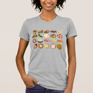 Jüdische Küche Feiertag Abendessen Fossilien Print T-Shirt