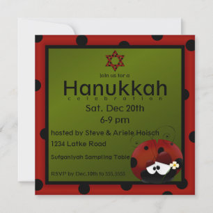 Jüdische Ladybug-Star von David Hanukkah Einladung