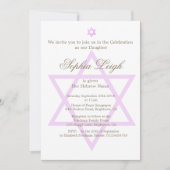 Jüdische Lavendel-Girl-Namensfeier für Hebräisch Einladung (Vorderseite)