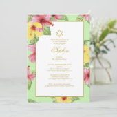 Jüdische Mädchen Name Grün Hebräischer Hibiskus Einladung (Stehend Vorderseite)