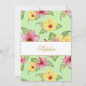 Jüdische Mädchen Name Grün Hebräischer Hibiskus Einladung (Rückseite)